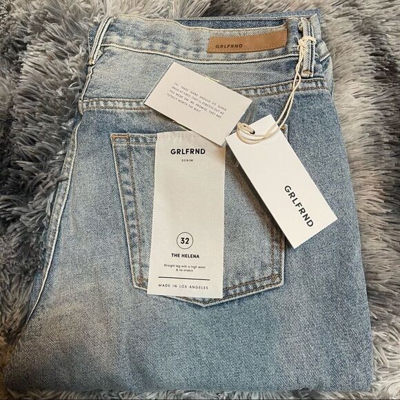 NWT! GRLFRND Denim Helena Jeans In City Rocker - Embroidered Logo, Button Fly - Picture 5 of 12